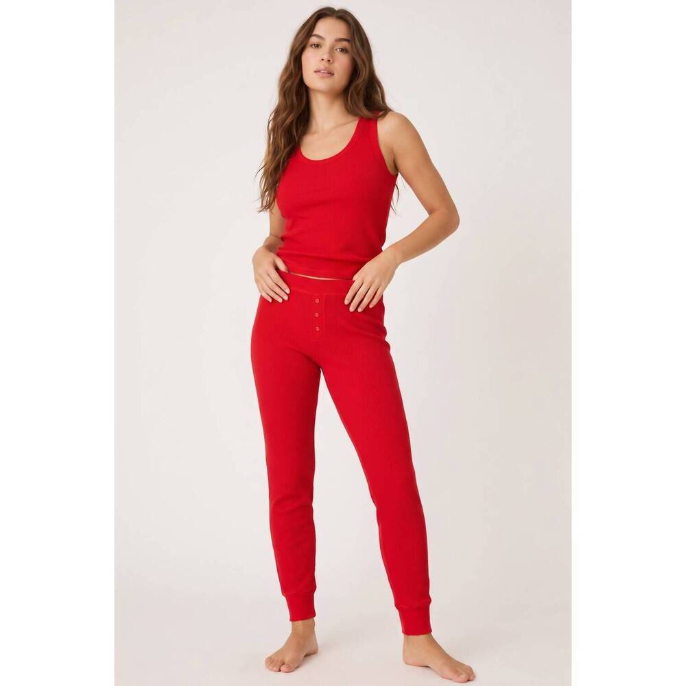 NEW PJ SALVAGE textured essential pajama set in red